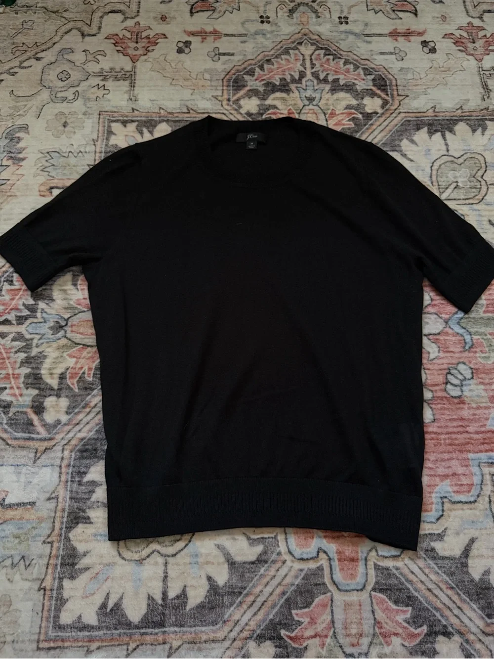 J. Crew Black Short-Sleeve Knit Top